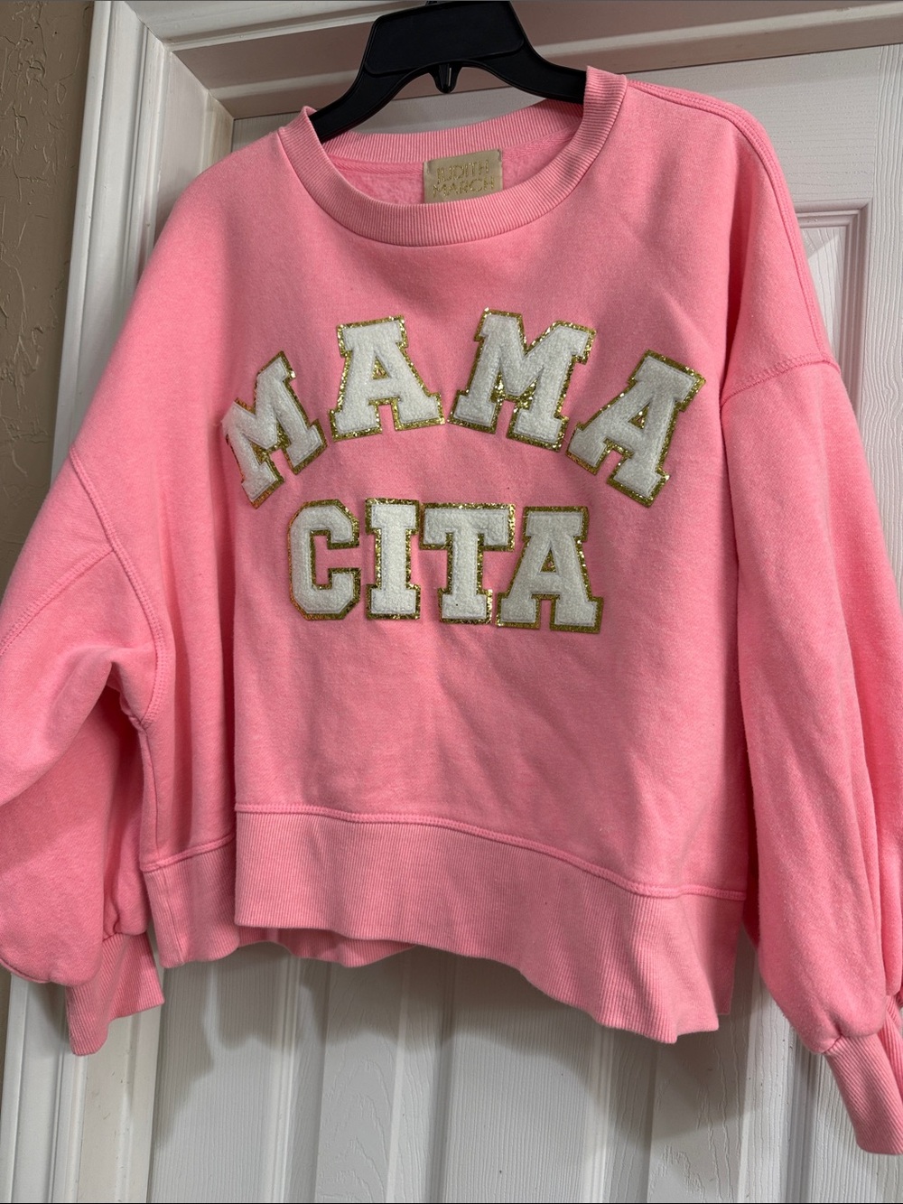 Judith March Pink "MAMA CITA" Appliqué Sweatshirt